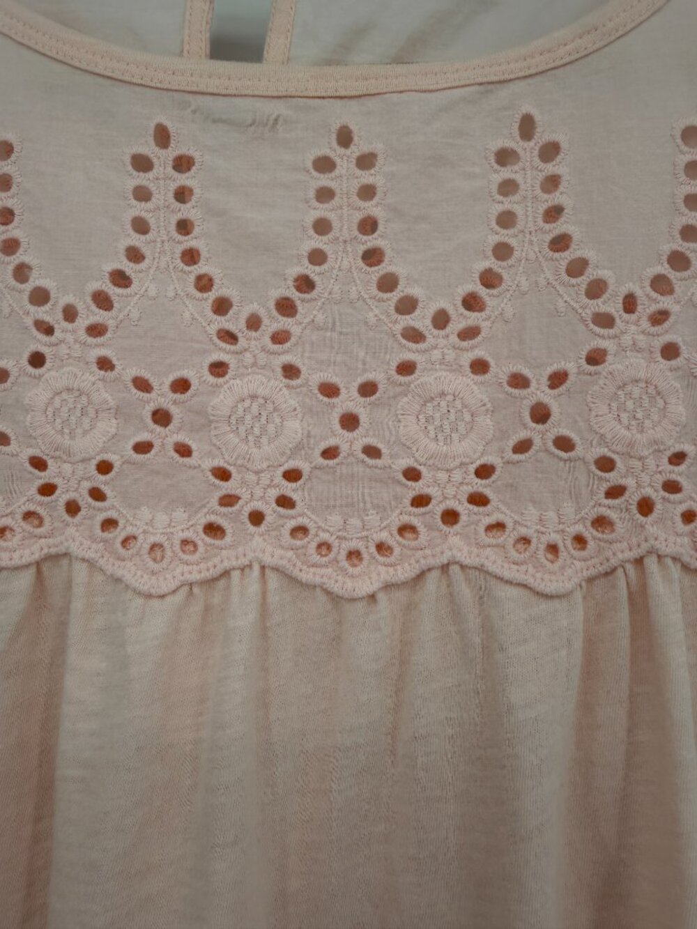 J.Crew Eyelet Yoke Babydoll Top Women’s XS Blush Pink Flutter Sleeve Cottagecore - Picture 4 of 10